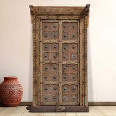 Indian Vintage Antique Hand Carved Solid Wooden Door 29