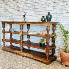 Handmade Indian Hand Carved Solid Hard Wood Jamie Bookshelf