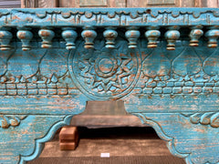 Mehrab Hand Carved Solid Wood Console Table Blue