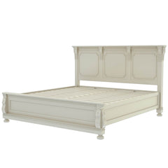 Blanc Indian Solid Wood Platform Bed White