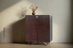 Indian Hand Carved Solid Wood Bar Cabinet D68