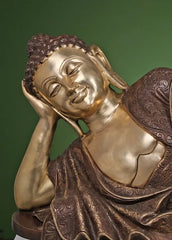 Indian Brass Tibetan Buddhist Buddha In Brass Statue