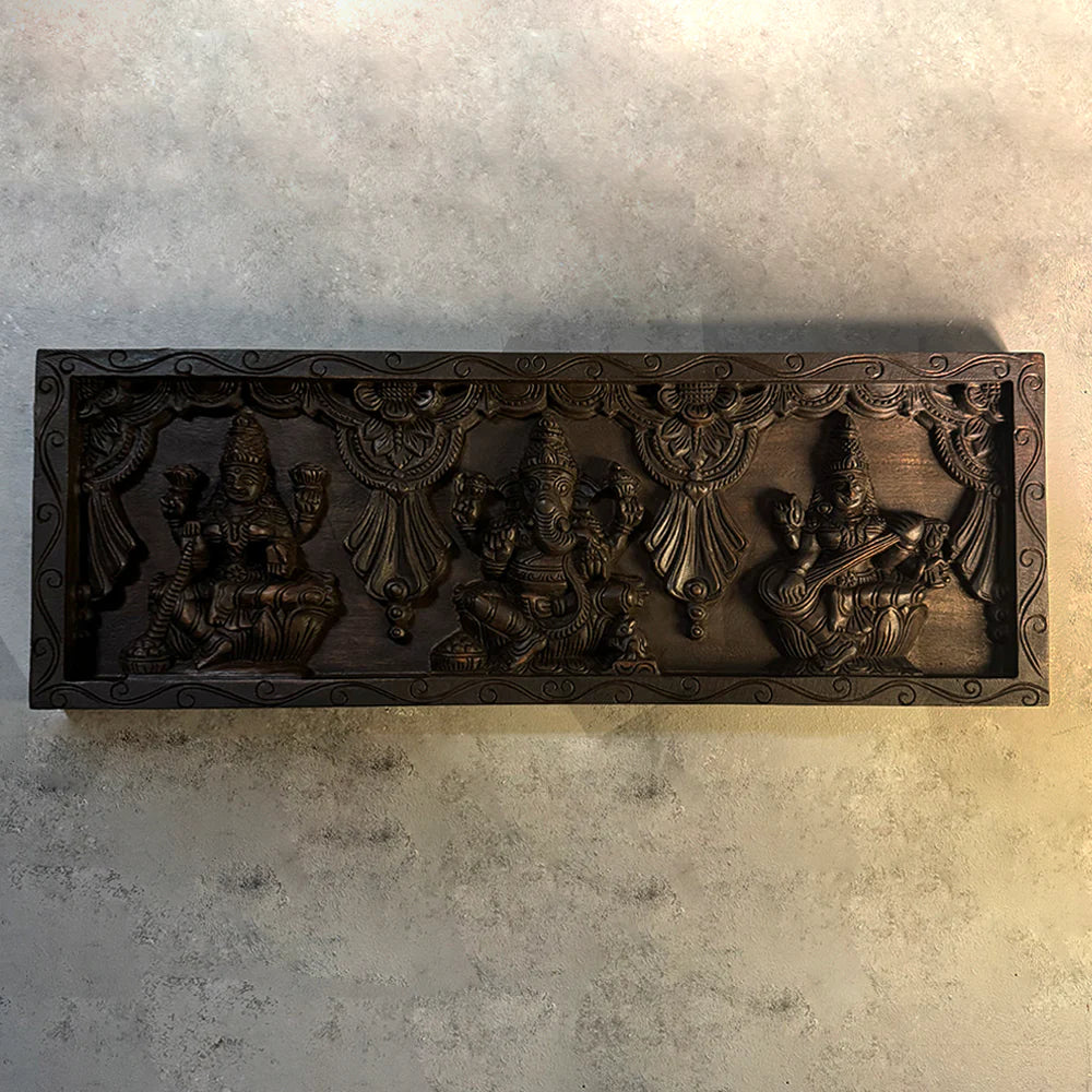 Hand Carved Solid Wood Carvings Wall Hanging Panel 05