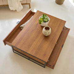 Industrial Metal and Wood Coffee Table With Storage C114