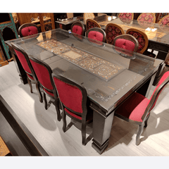 Mughal Hand Painted and Hand Carved Solid Wood Dining Table 6