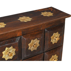 Brass Work Hand Carved Solid Wood Chest Of Drawers D62