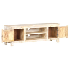 Rainbow Block Print Reclaimed Wood Carved Panel Entertainment Unit TV Stand B23