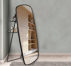 CORSICA Ohana Oval Full-Length Mirror With Detachable Stand in Mild Steel Black 140cm