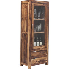 Boston Taper Contemporary Solid Wood Display Cabinet 1 Door 1 Drawer Natural