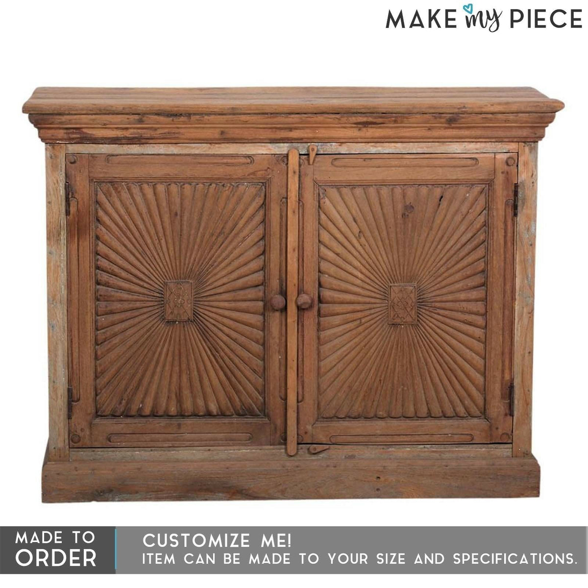 French Colonial Solid Wood sideboard buffet hutch hand carved 1.1M