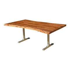 Solid Wood & Iron Base Santa Fe Live Edge Dining Table