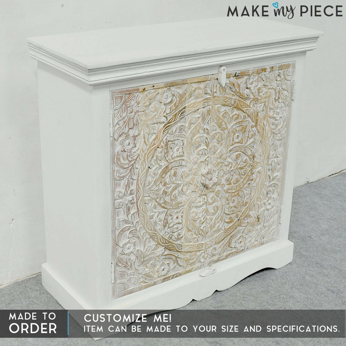 Paris Carved Sideboard Small Cabinet White