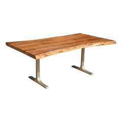 Solid Wood & Iron Base Santa Fe Live Edge Dining Table