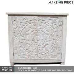 Paris Carved Solid wood 2 Door Sideboard whitewash