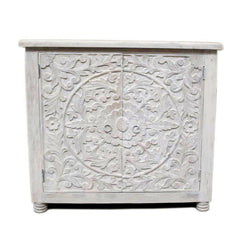 Paris Carved Solid wood 2 Door Sideboard whitewash