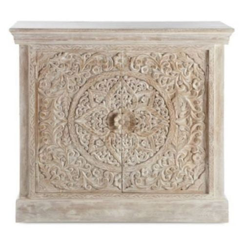 Paris Carved Solid wood Sideboard Whitewash vanity