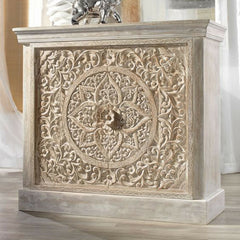 Paris Carved Solid wood Sideboard Whitewash vanity