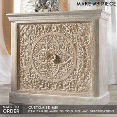 Paris Carved Solid wood Sideboard Whitewash vanity