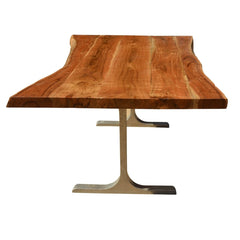 Solid Wood & Iron Base Santa Fe Live Edge Dining Table