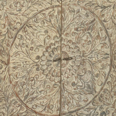 Mandala Hand Carved Solid wood 2 door Sideboard Whitewash 90x40x90cm