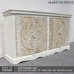 Paris INDIAN hand Carved console Sideboard White