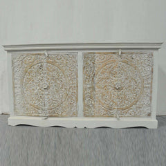 Paris INDIAN hand Carved console Sideboard White