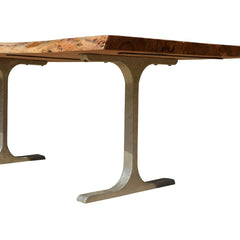 Solid Wood & Iron Base Santa Fe Live Edge Dining Table