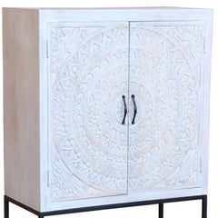 Mandala Hand Carved Solid Wood Tall Cabinet 42x90x130cm