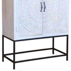 Mandala Hand Carved Solid Wood Tall Cabinet 42x90x130cm