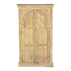 Mughal Garden Hand Carved Indian Solid Wood Double Door Cabinet