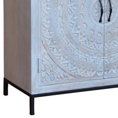 Mandala Hand Carved Solid Wood Sideboard 85x40x95cm