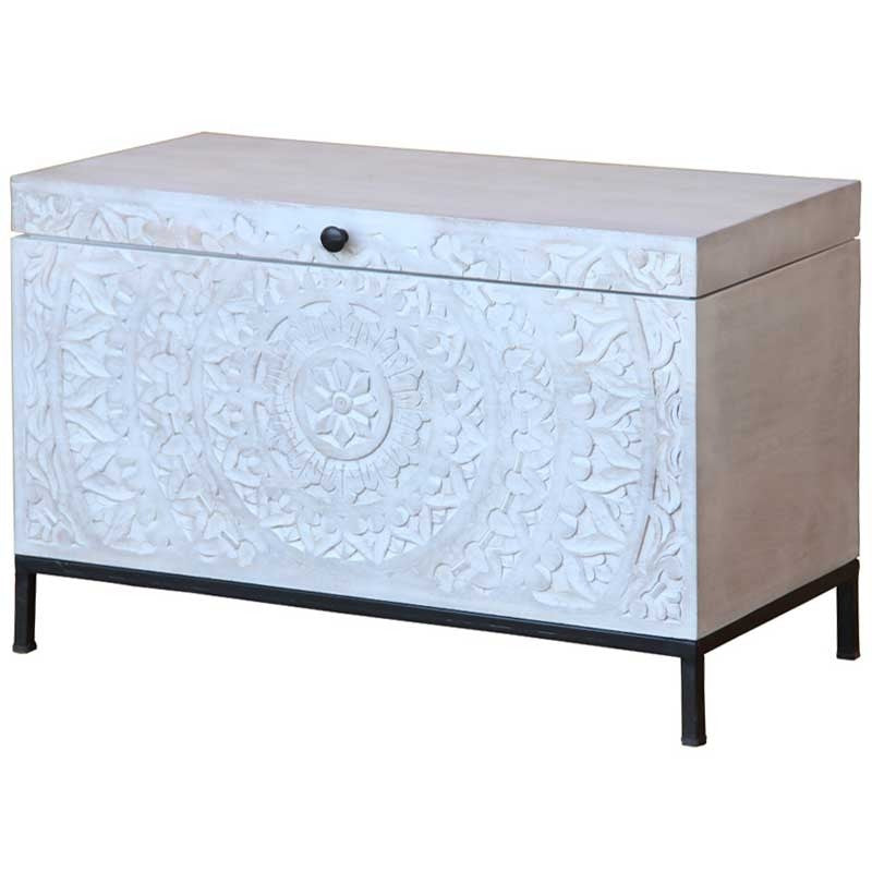 Mandala Hand Carved Solid Wood Trunk Box 42x85x55cm