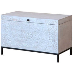 Mandala Hand Carved Solid Wood Trunk Box 42x85x55cm