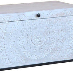 Mandala Hand Carved Solid Wood Trunk Box 42x85x55cm