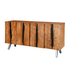 Live Edge Industrial Indian Solid Wood Large Buffet Sideboard Natural