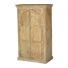 Mughal Garden Hand Carved Indian Solid Wood Double Door Cabinet