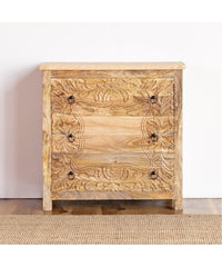 Indian Handmade Carved Solid Wood Chest of Drawers