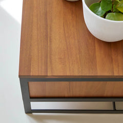 Industrial Metal and Wood Coffee Table With Storage C114