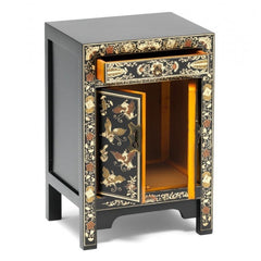 Golden Dragon Oriental Painted Solid Wood Gold Bedside Cabinet 40x35x60cm