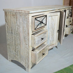 RUSTICA reclaimed timber boat wood sideboard White 200x50x90cm