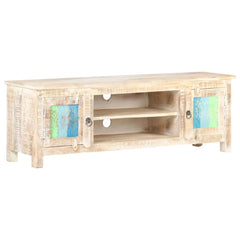 Rainbow Block Print Reclaimed Wood Carved Panel Entertainment Unit TV Stand B23