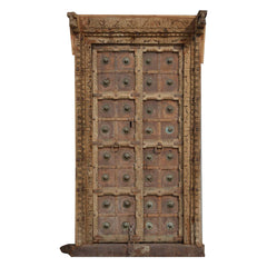 Indian Vintage Antique Hand Carved Solid Wooden Door 29