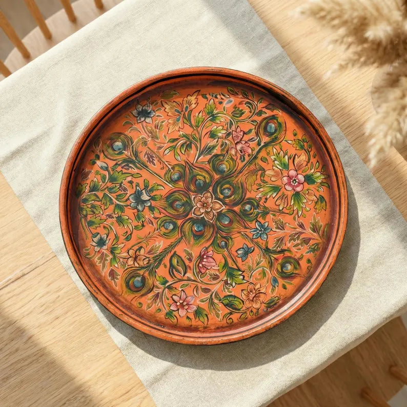 Indian Hand Painted Wooden Home Decor Serving Tray A50