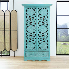 Kalah Solid Mango Wood Indian Hand Carved Wardrobe C5