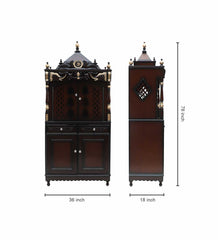 Large Sized Handmade Solid Wood Home Temple In Brown