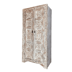 Indian Hand Carved Solid Wooden Cupboard Wardrobe D44