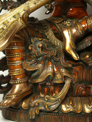 Indian Lord Goddess Sarasvati Brass Statue