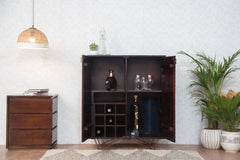 Indian Hand Carved Solid Wood Bar Cabinet D68