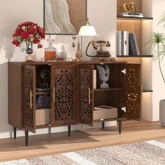 Indian Handmade Carved Solid Wood Buffet Cabinet Sideboard