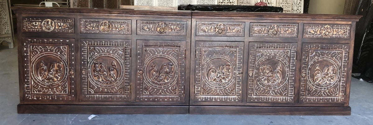 MADE TO ORDER Maharaja Indian Wooden Sideboard With Doors & Drawers